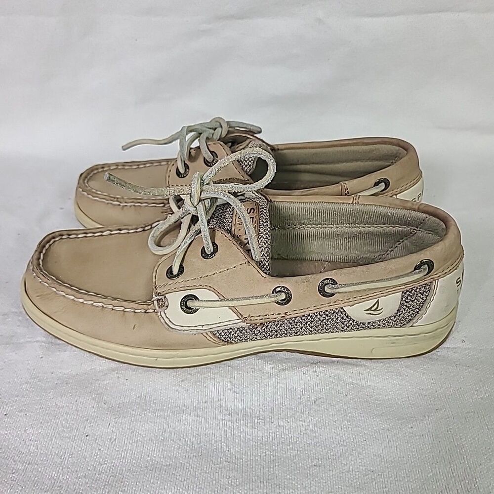 Sperry Top Sider Women’s Bluefish Boat Shoe 9276619, Linen/Oat, Size 7M
